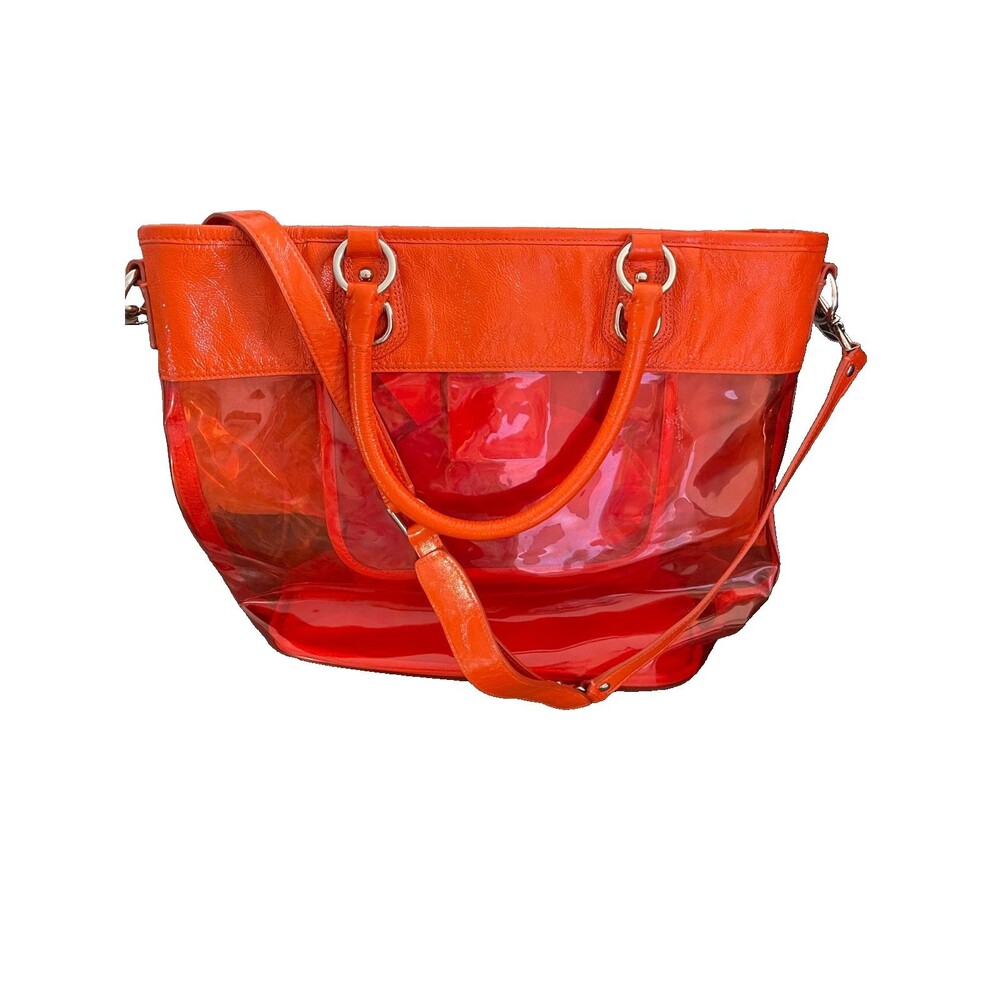 Coach 15021 Transparent Clear Red Tote Colette Rare Plastic Beach Bag - Picture 3 of 7